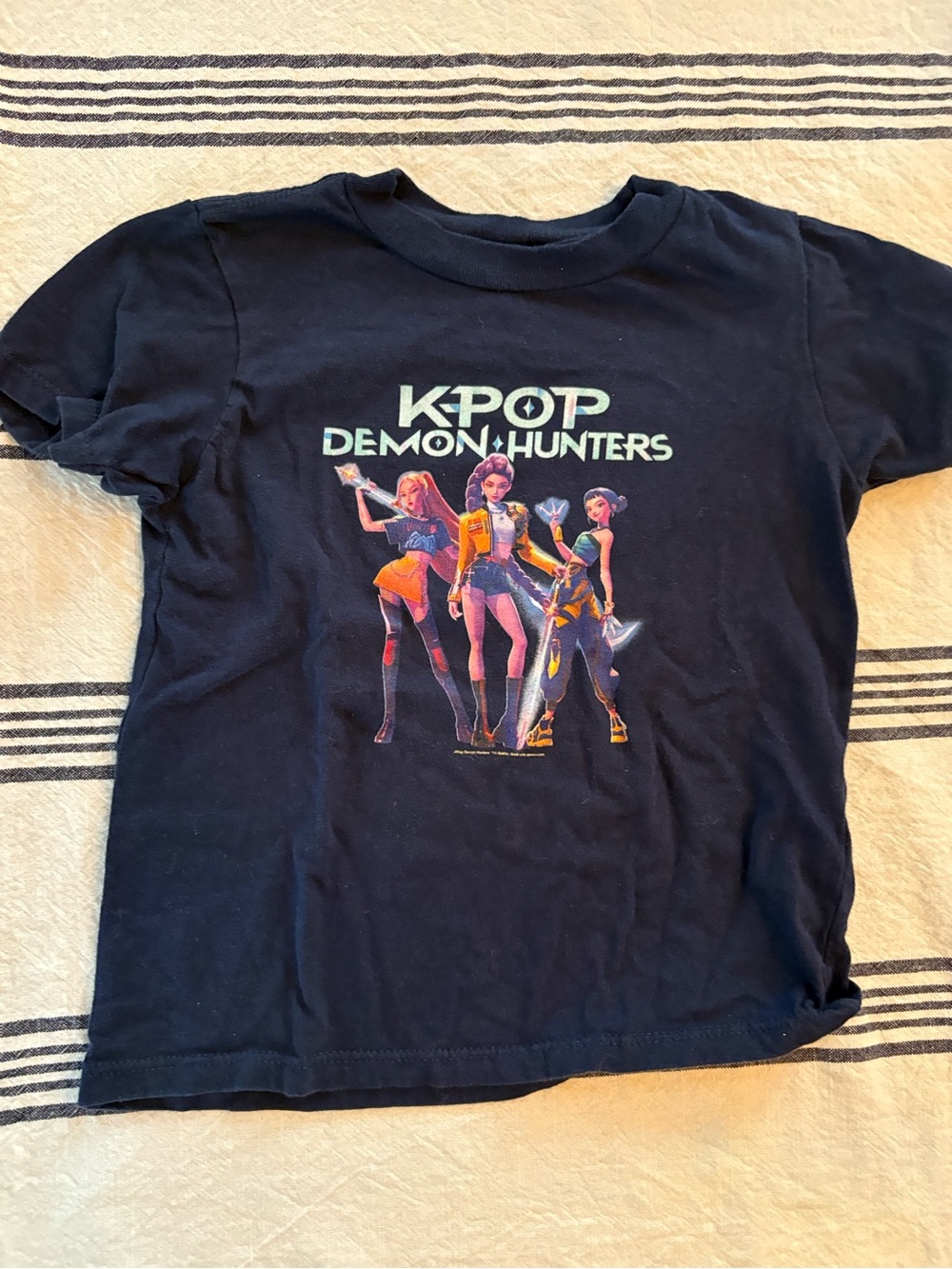 Netflix K-POP Demon Hunters Graphic Tee - Navy with Neon Print
